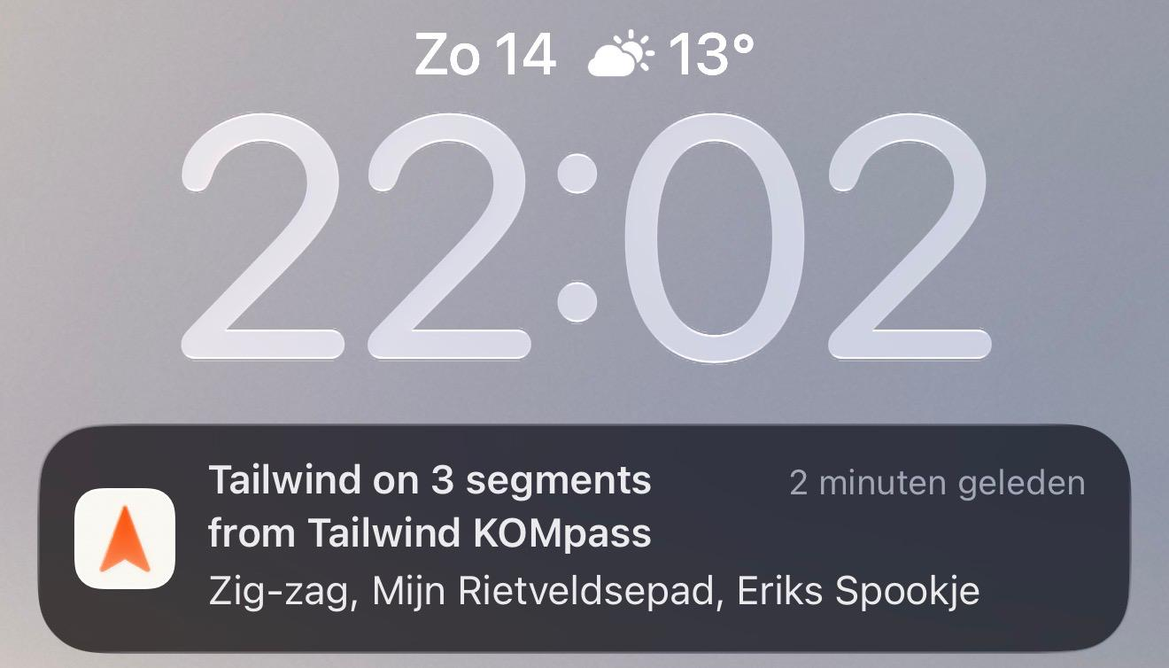 A tailwind push notification on an iPhone lock screen