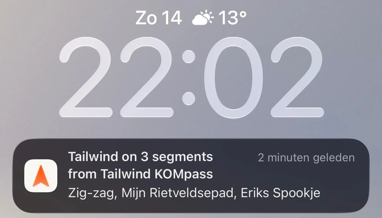 A tailwind push notification on an iPhone lock screen